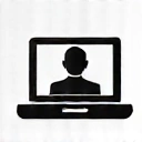 Ikona laptopa z osobą, symbolizująca konsultacje online
